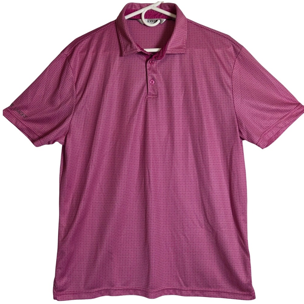 Black Clover Mens Golf Polo Shirt Pink Geometric Live Lucky‎ Performance Large